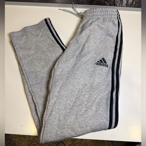 Adidas Men's Gray Sweatpants with Black Stripes